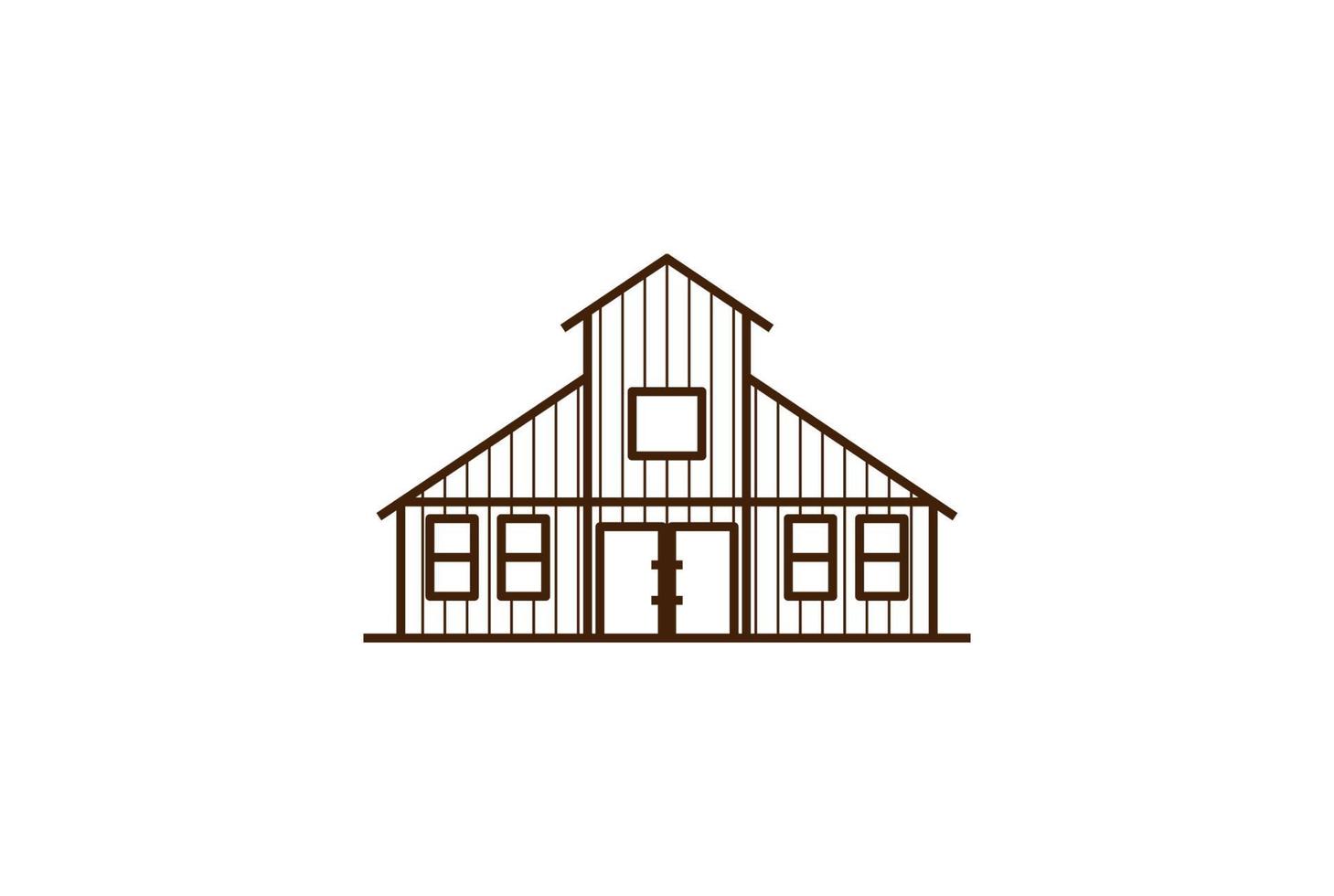 retro vintage oude houten schuur boerderij met lijn kunst stijl logo ontwerp vector