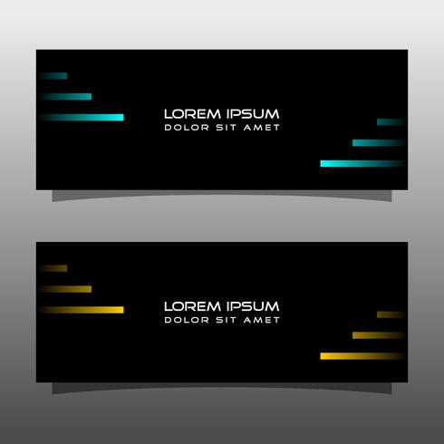 Abstracte zwarte banner technologie conceptontwerp. Glanzende gouden en blauwe kleur vector