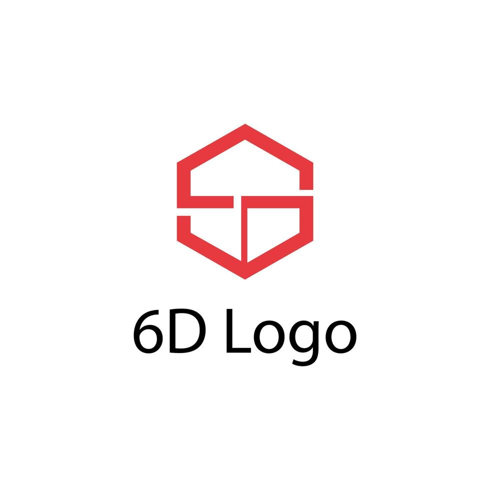 6d nummer en letter logo vector