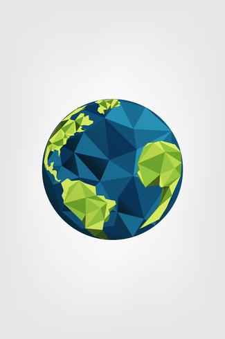 Red Earth Planet en de wereld. Wereld milieu dag concept. geometrische groene aarde. vector