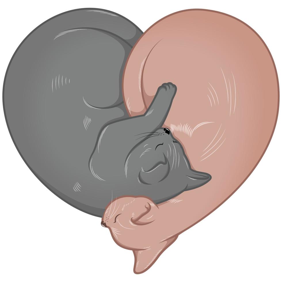 illustratie van katten in hartvorm vector