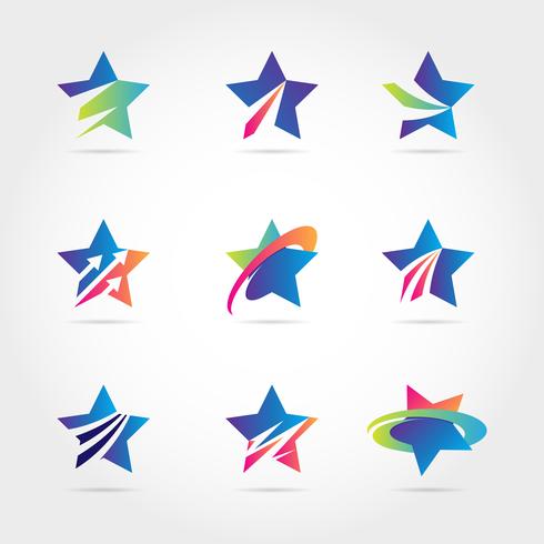 Kleurrijke Blauwe Ster Logo Symbol Icon Collection vector