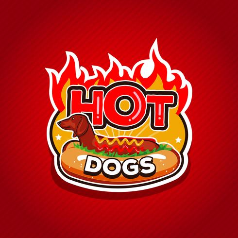 Hot Dogs Fire Logo Design-badge vector