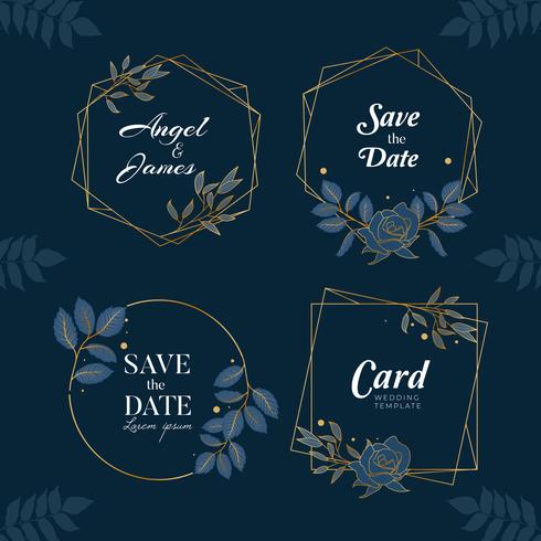 Blue Navy Hand getrokken Floral achtergrond collectie vector