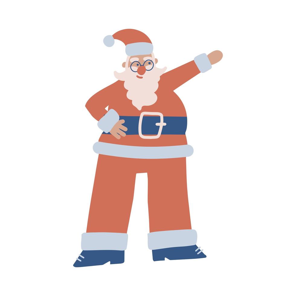 schattig kerstman karakter. uit de vrije hand geïsoleerd element. vector platte hand getekende illustratie. slechts 5 kleuren - gemakkelijk opnieuw te kleuren