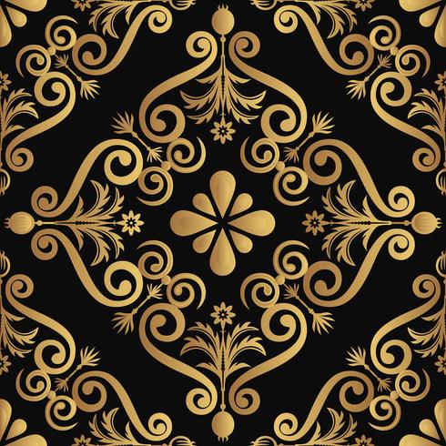Het sierontwerp van het luxepatroon, gouden kleur op zwarte achtergrond vector