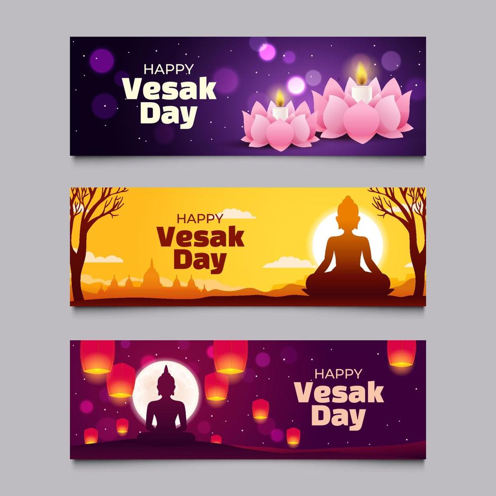 set van vesak dag banner vector