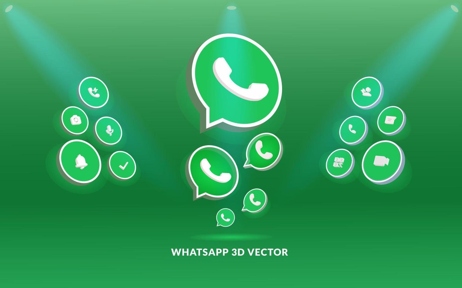 WhatsApp-logo en pictogrammenset in 3D-vectorstijl vector