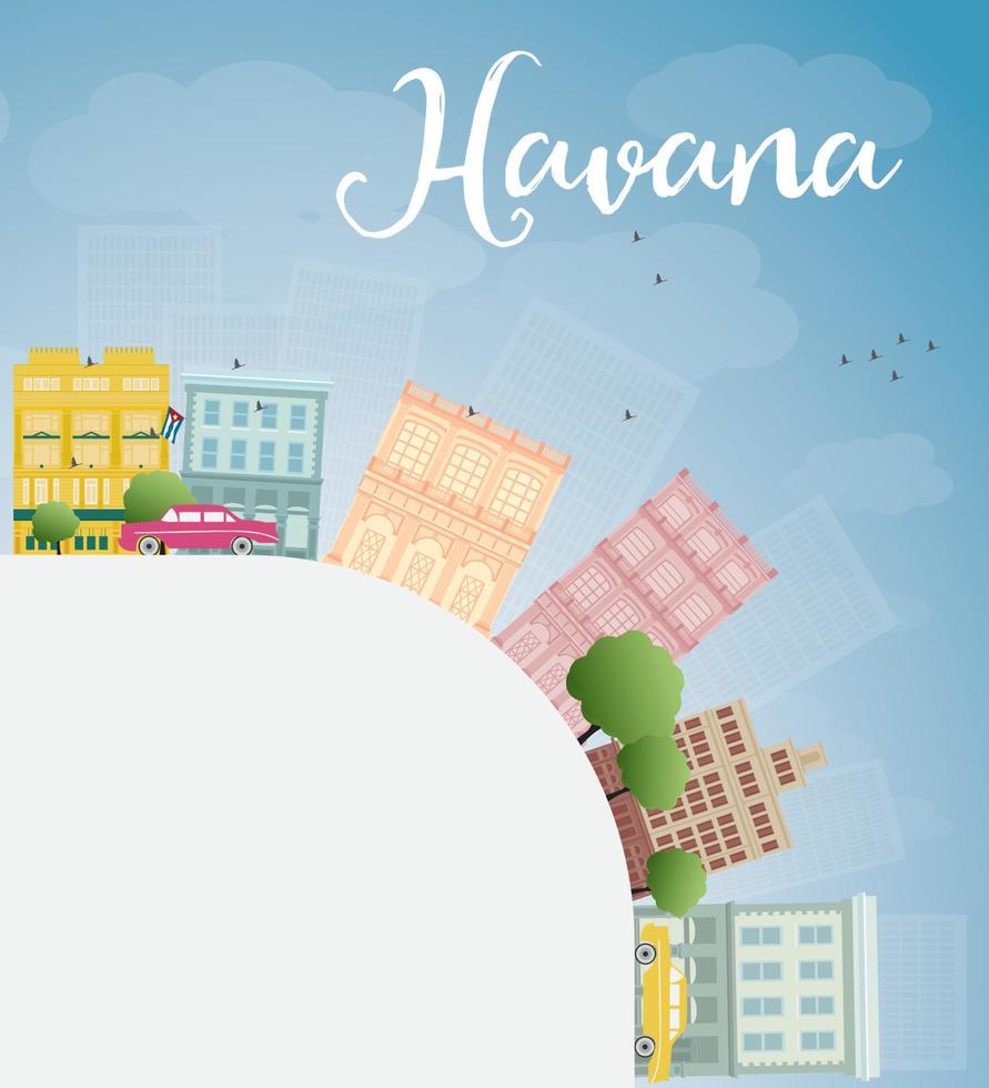 havana skyline met kleur gebouw, blauwe lucht en kopieer ruimte. vector