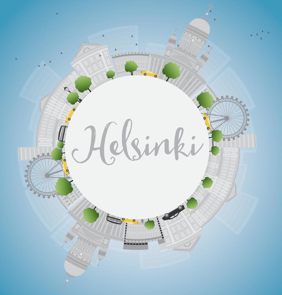 helsinki skyline met grijze gebouwen en kopieer ruimte. vector