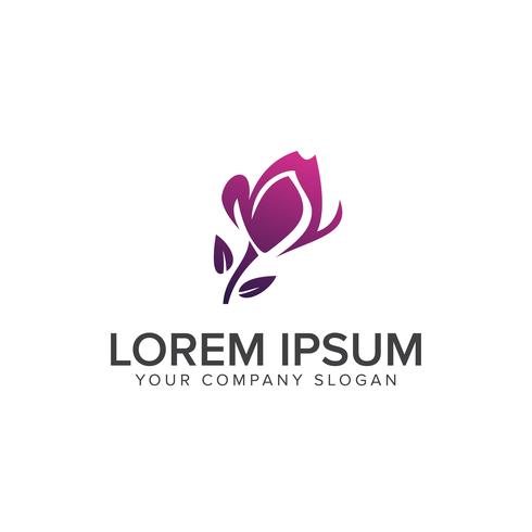 Modellerende paarse bloem logo ontwerpsjabloon concept vector