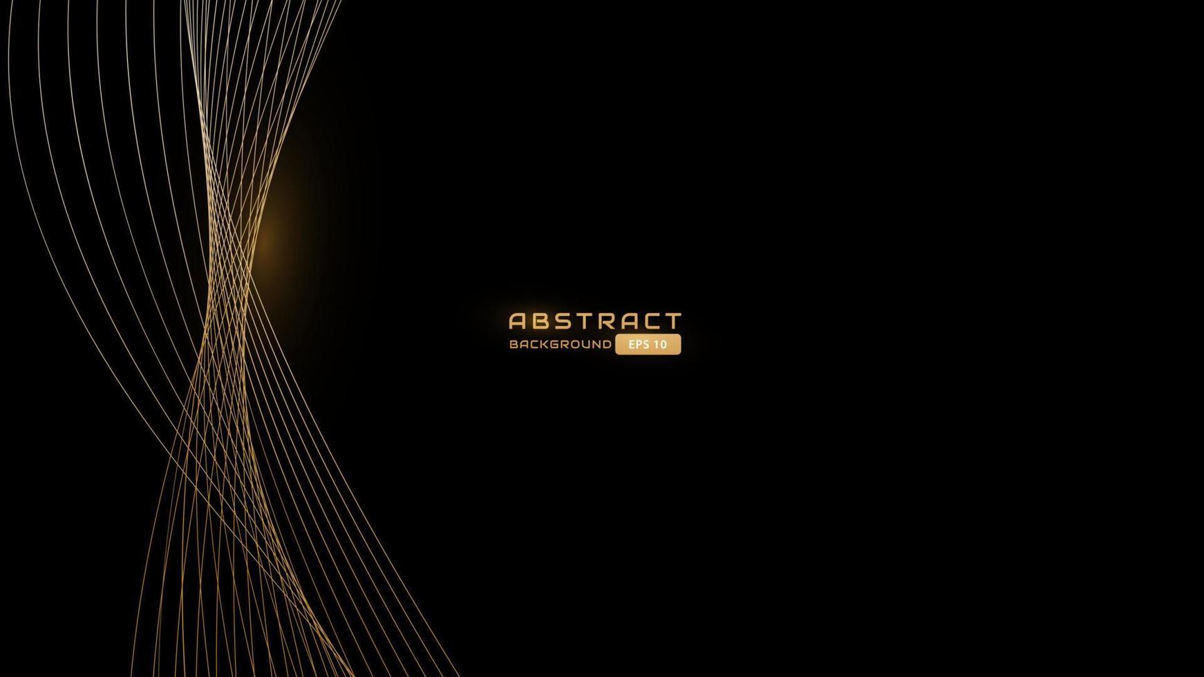 zwarte en gouden abstracte achtergrond met lijngolf vector