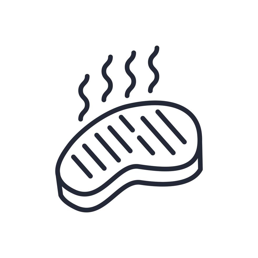 stijlvolle dunne lijn icoon van een stuk vlees op een witte achtergrond - vector