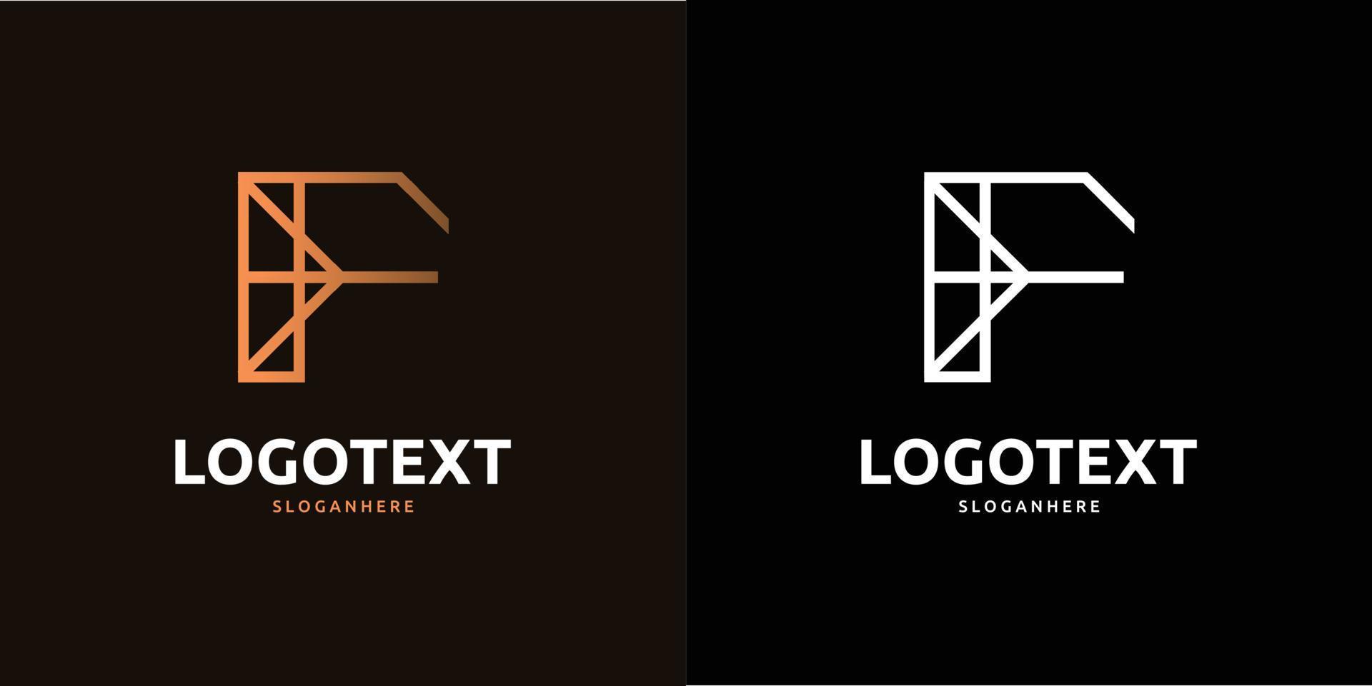 f letter gouden logo abstract ontwerp op donkere kleur achtergrond, f alfabet logo vector