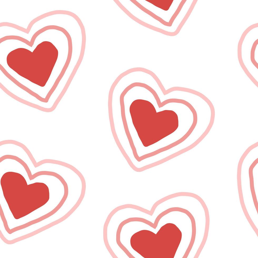harten naadloze patroon. hand getrokken doodle stijl. liefde, Valentijnsdag. textiel, behang, inpakpapier. vector