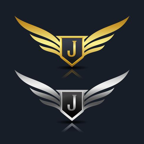 Vleugels Shield Letter J Logo Template vector