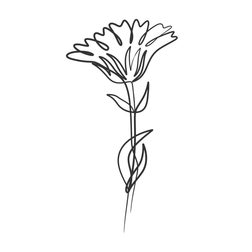 doorlopende lijntekening van eenvoudige bloemillustratie vector