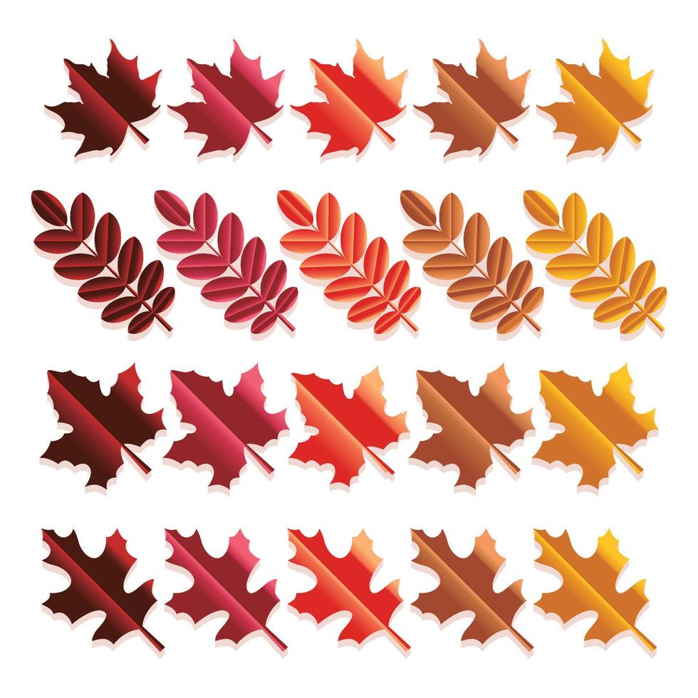 set van kleurrijke herfstbladeren vector