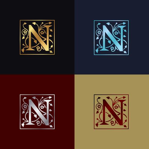 Letter N decoratieve logo vector