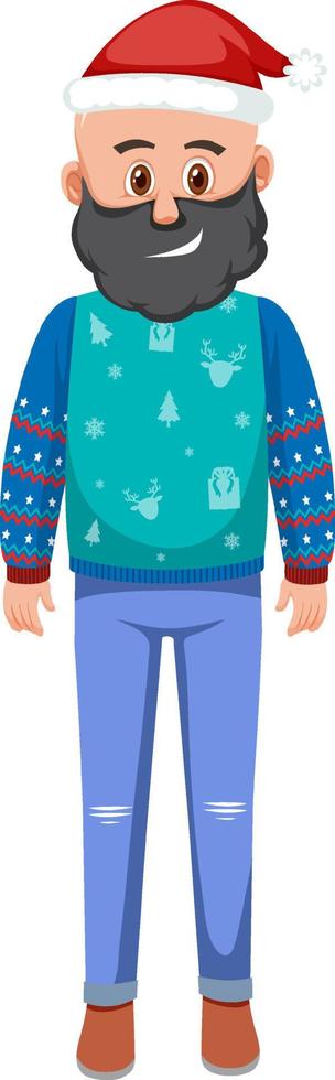 een man die kerstoutfits draagt op een witte achtergrond vector