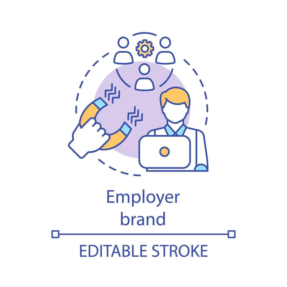 werkgeversmerk concept icoon. talent acquisitie idee dunne lijn illustratie. juiste kandidaten attractie. geschoolde werknemer in dienst nemen. wervingsproces. vector geïsoleerde overzichtstekening. bewerkbare streek