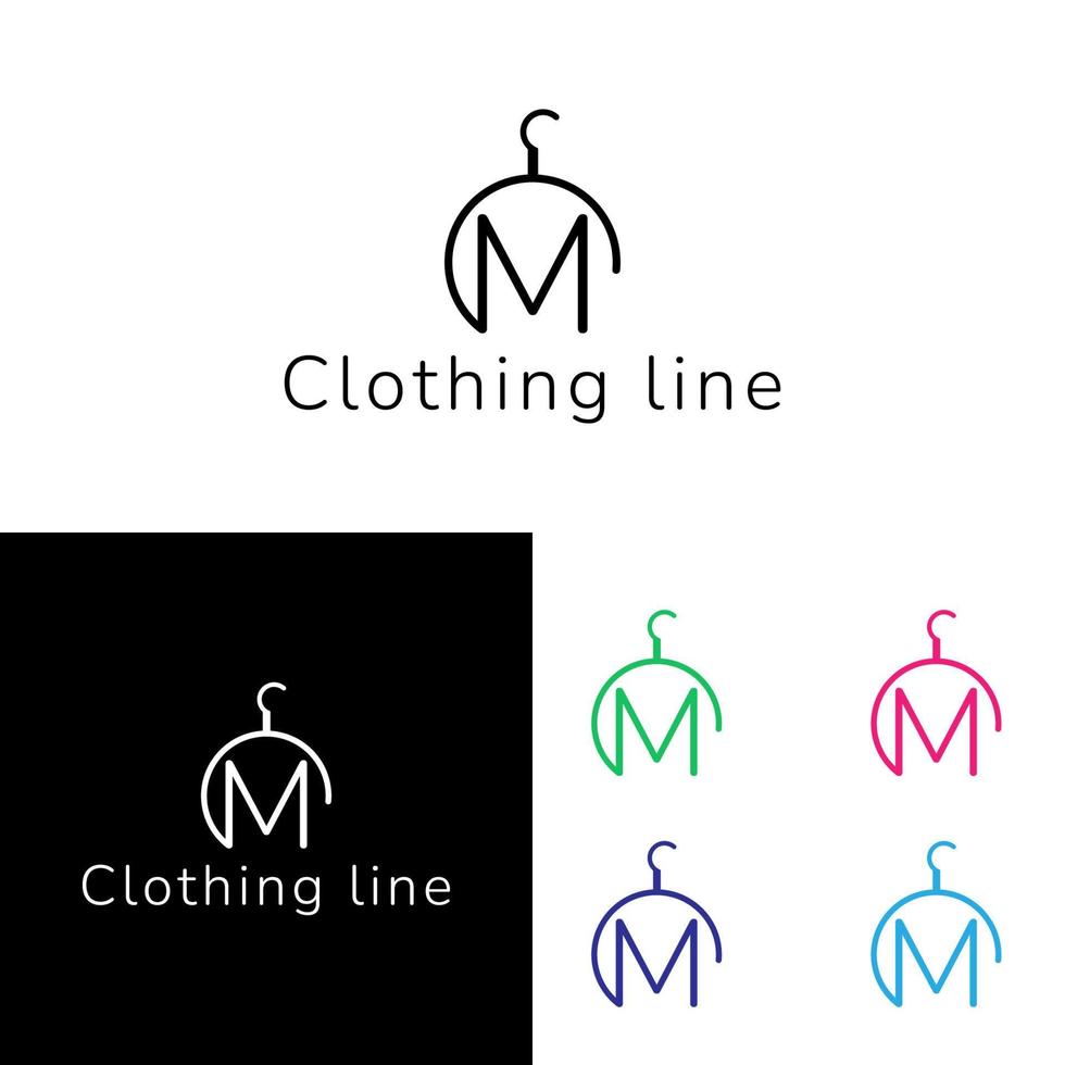 teken de letter m branding identiteit kleding lijn vector logo ontwerpsjabloon geïsoleerd op een witte achtergrond