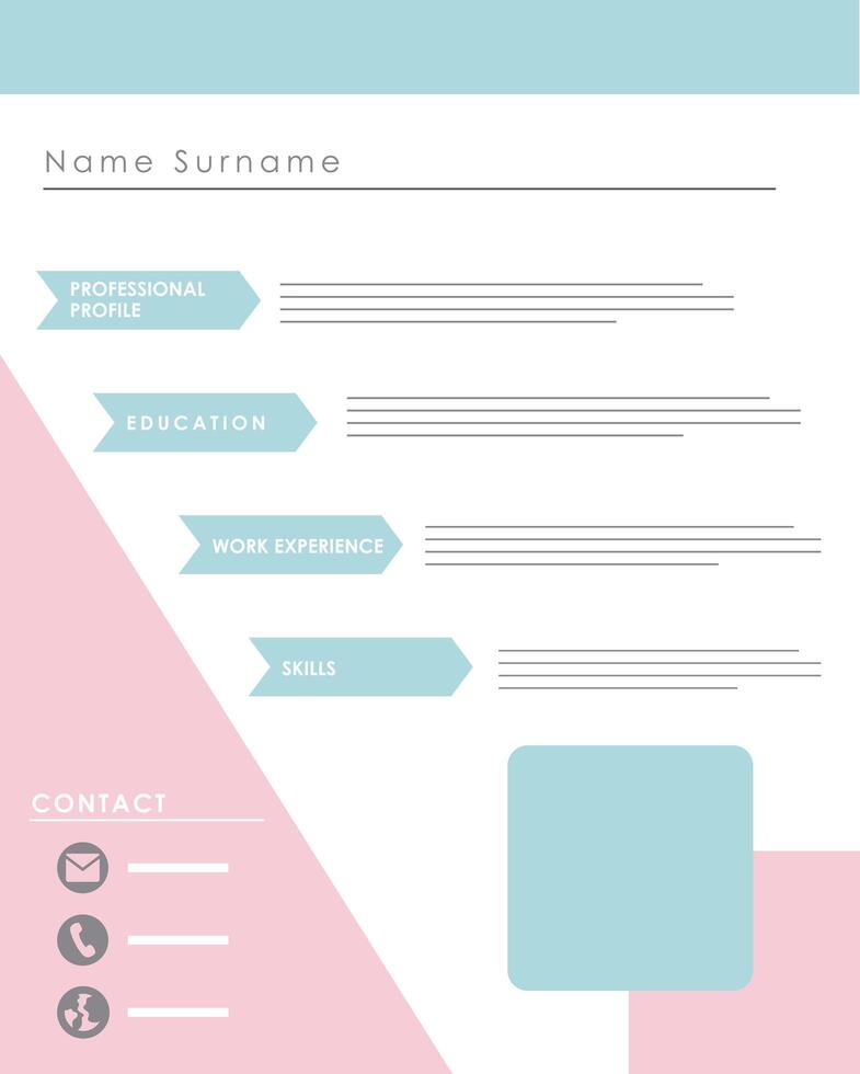 curriculum vitae blauwe sjabloon vector