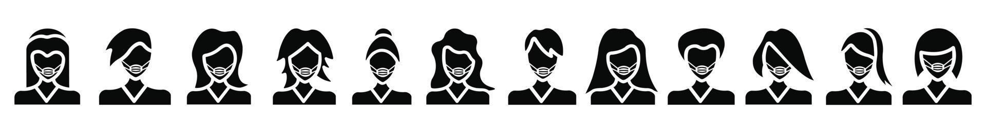 mensen avatar icon set, vector flat icon als female