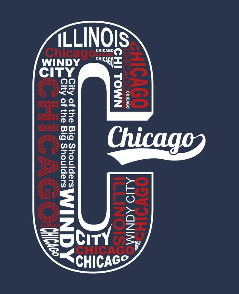 chicago element van mannenmode en moderne stad in typografie grafisch design.vector illustration.tshirt,clothing,apparel en ander gebruik vector
