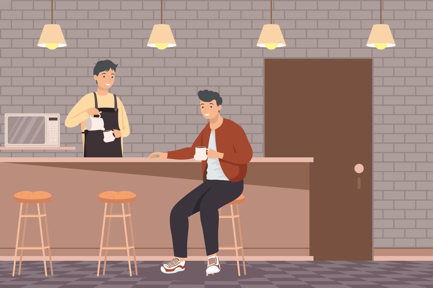 man in coffeeshop vector