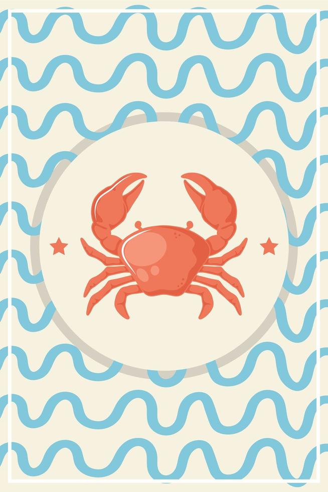 krab in golven vector