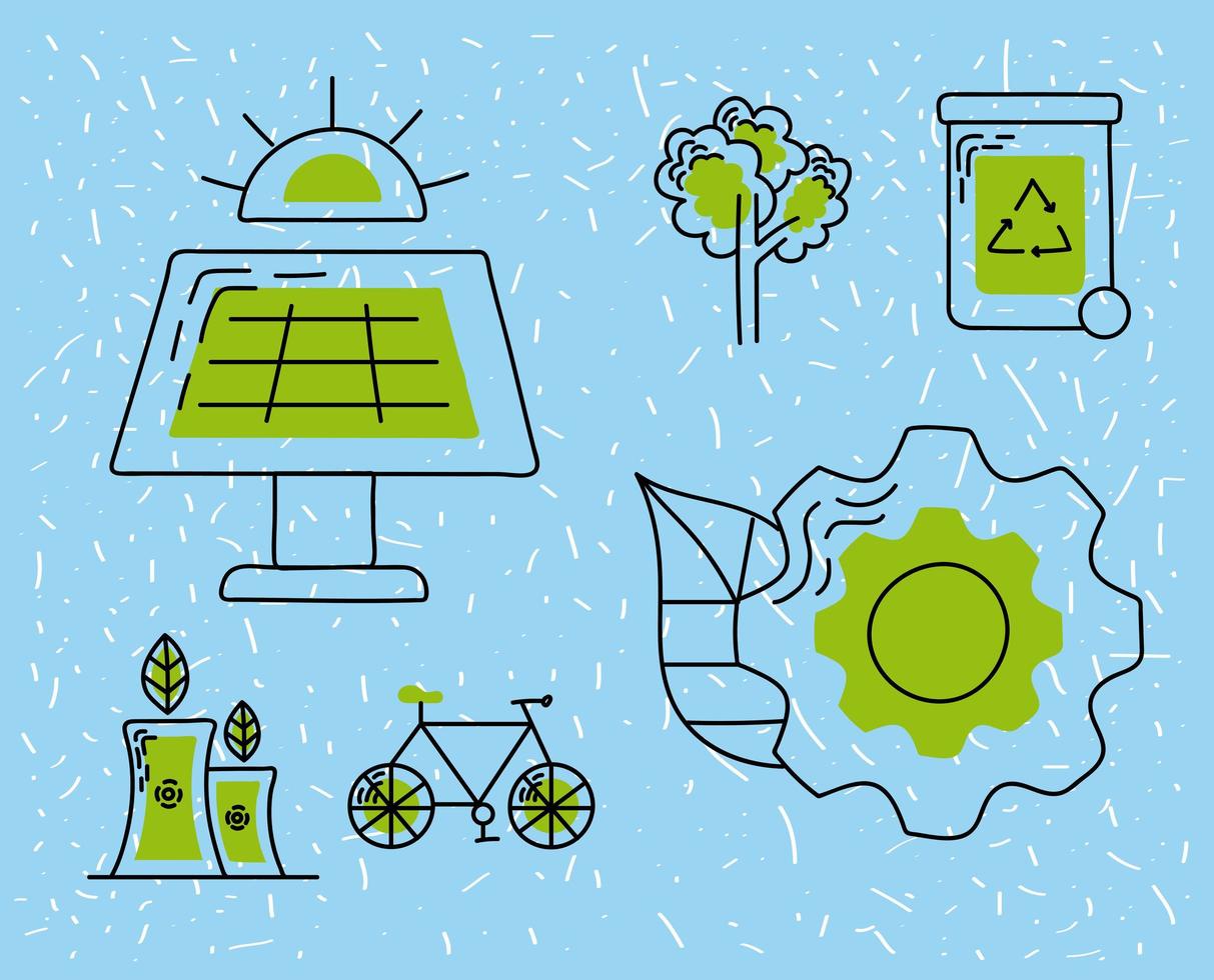 zes gaan groene pictogrammen vector