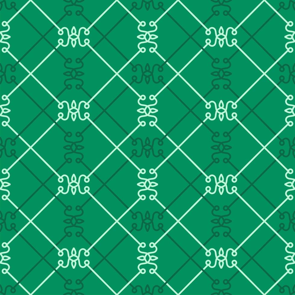 etnische stijl naadloze patroon in kerst traditionele groene kleur met geometrische lineaire figuren. herhaalde netto decoratieve abstracte achtergrond. digitaal papier, textielprint, paginavulling. vector lijntekeningen