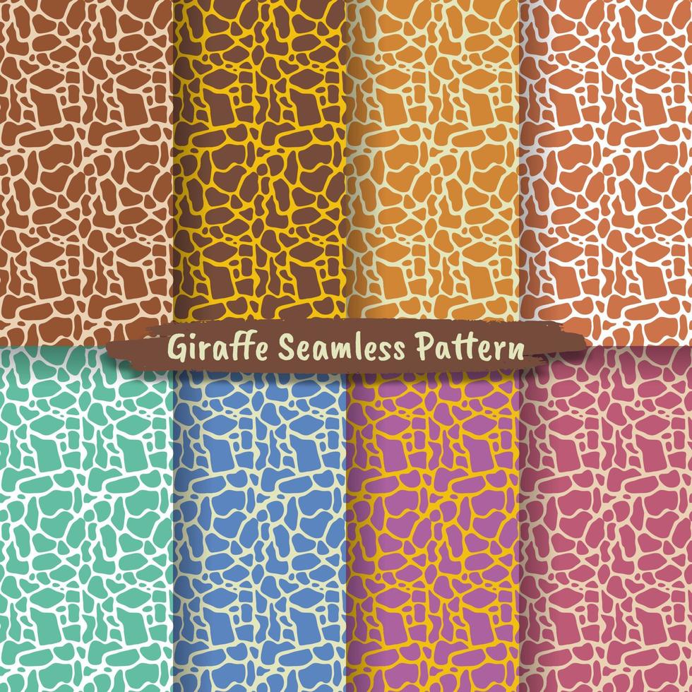 set van naadloze patroon met giraffe huidtextuur vector