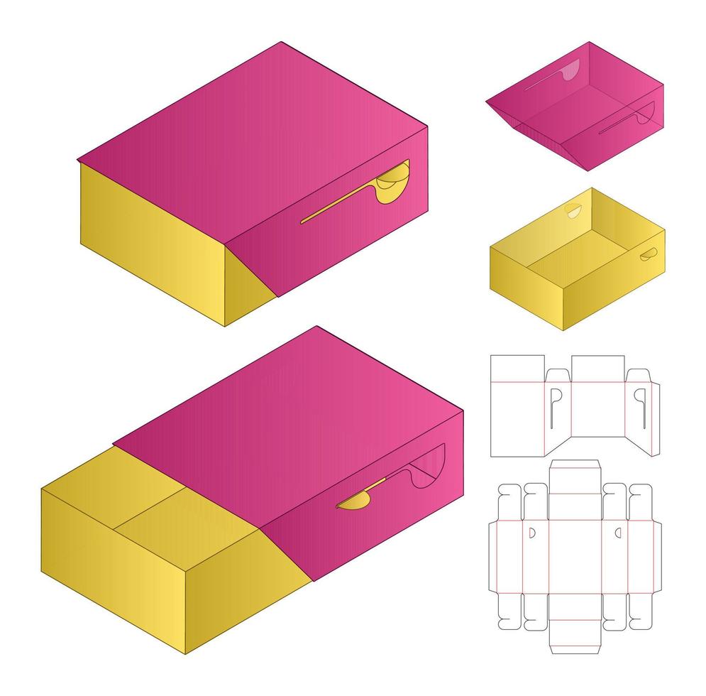 doos verpakking gestanst sjabloonontwerp. 3D-model vector