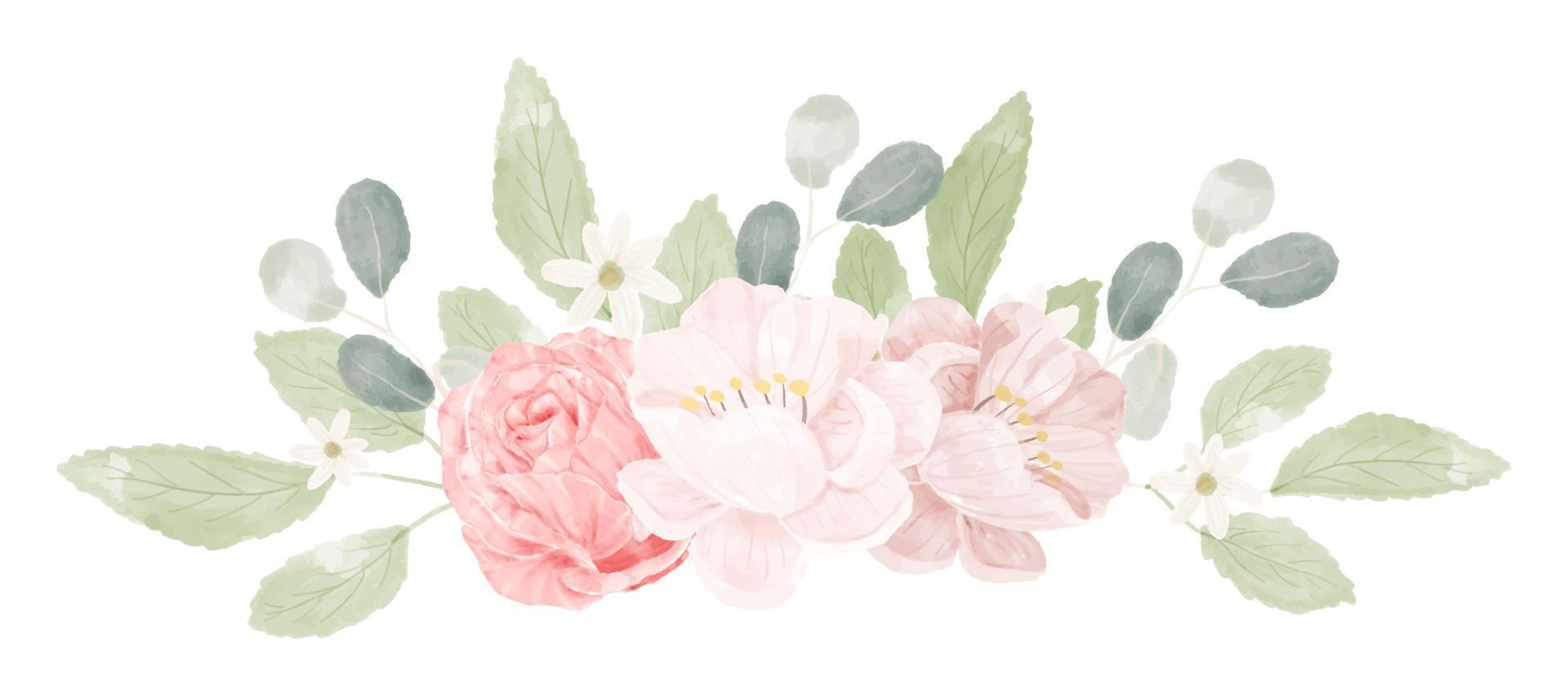 roze pastel aquarel roos bloemboeket arrangement vector