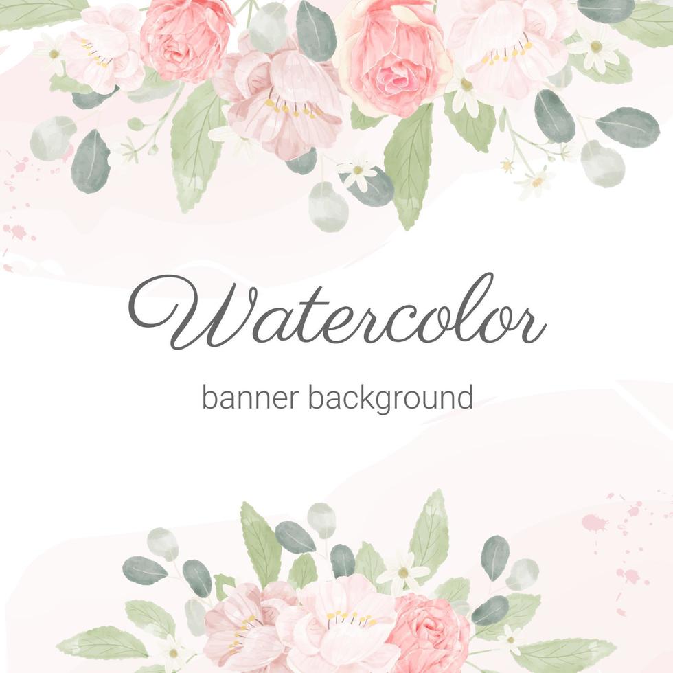 roze pastel aquarel roos bloem boeket arrangement banner achtergrond vector