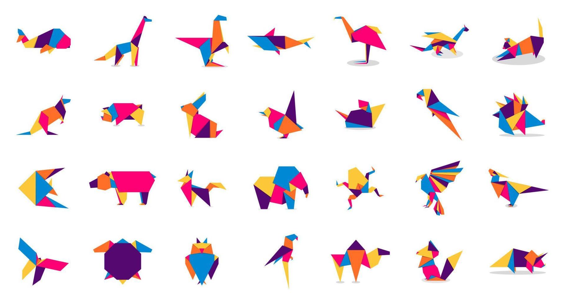 dieren origami collectie. dierlijke origami-vector. abstracte dieren logo ontwerp. dieren origami. vector illustratie