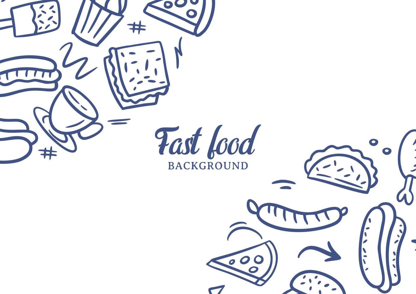 fastfood doodles vector achtergrond. straatvoedsel achtergrond