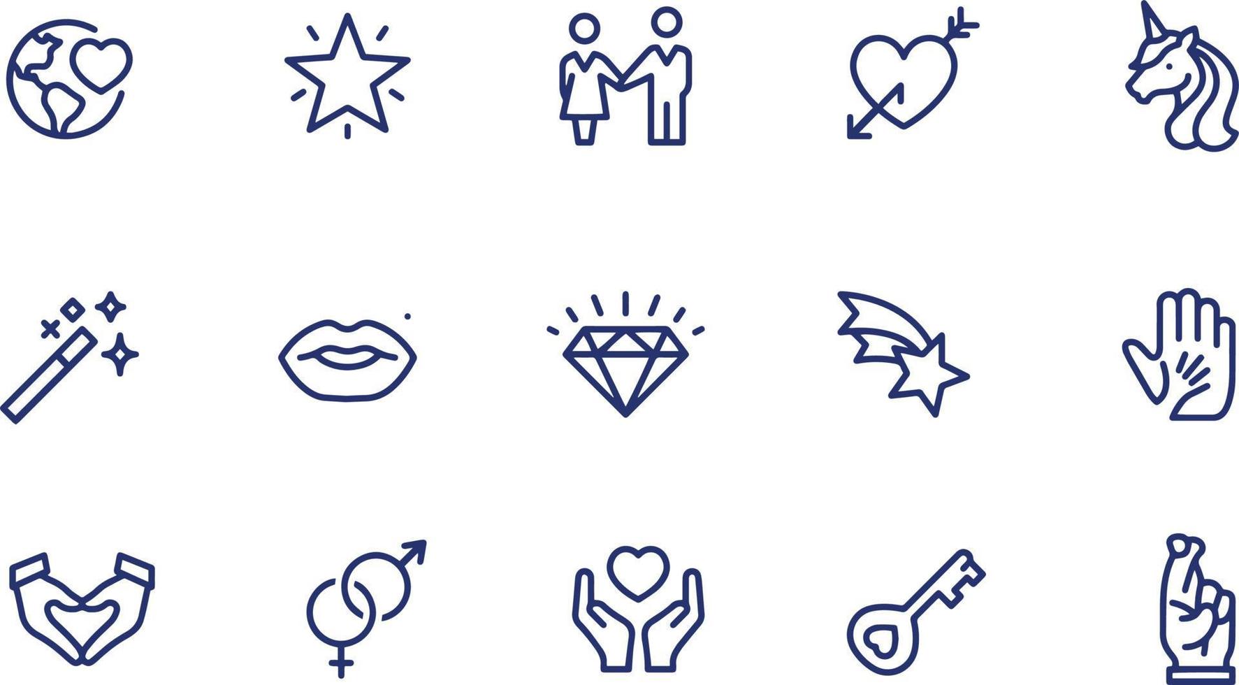 liefde en liefdadigheid lijn iconen vector design