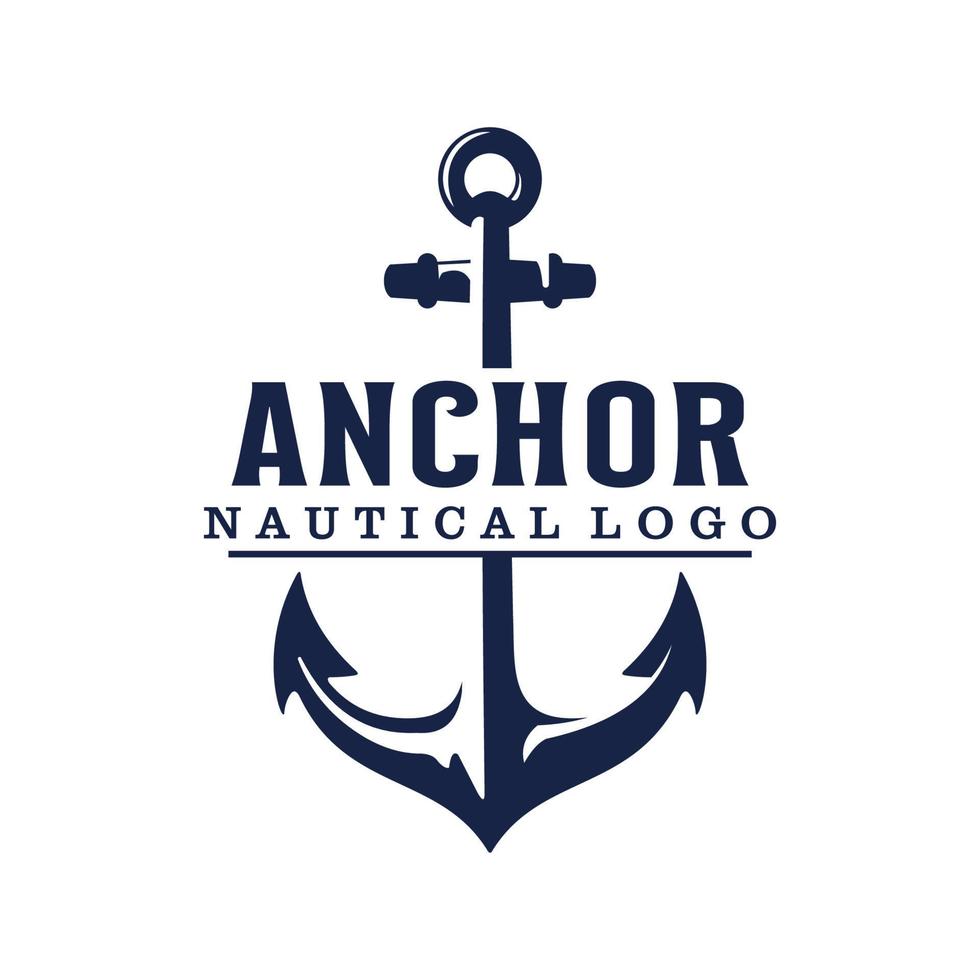 marine retro emblemen logo met anker, anker logo - vectorillustratie vector