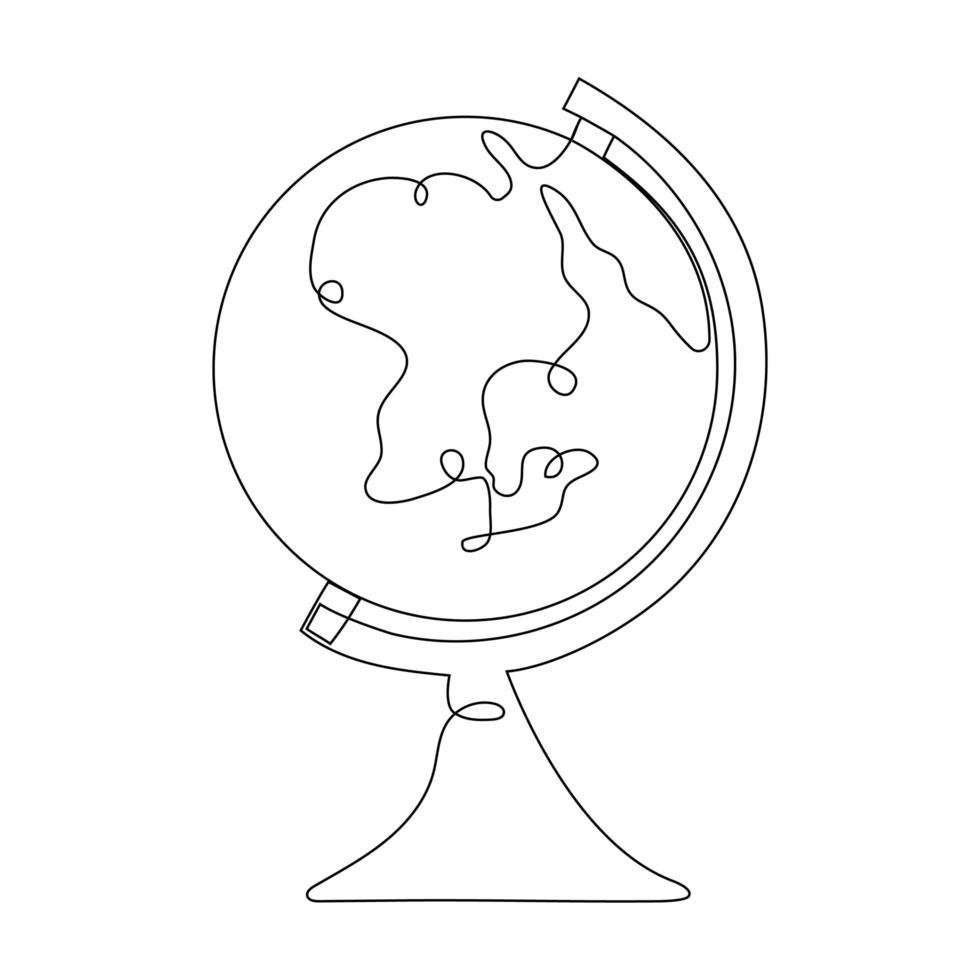 aarde één lijntekening icoon. doorlopende lijn wereldbol. minimalisme stijl. vectorillustratie. vector