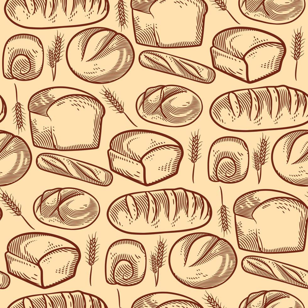 brood en bakkerij naadloos patroon vector