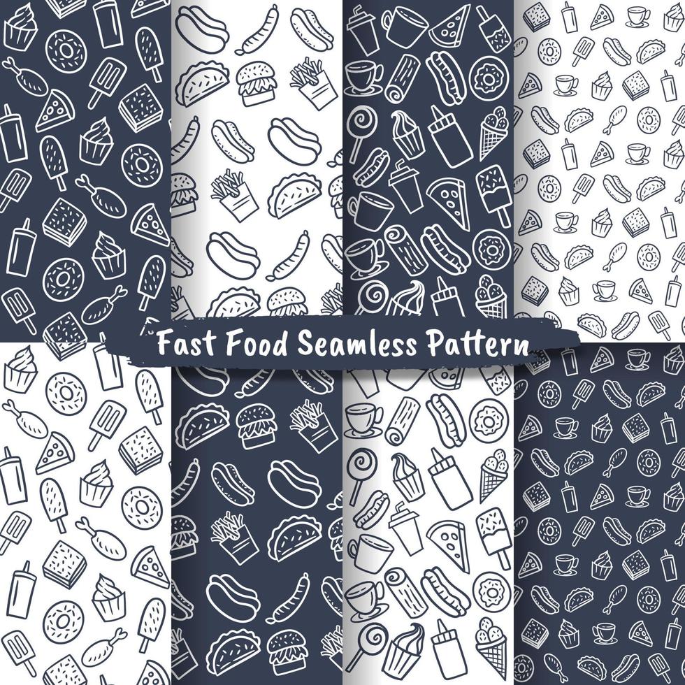 set van fastfood naadloos patroon vector