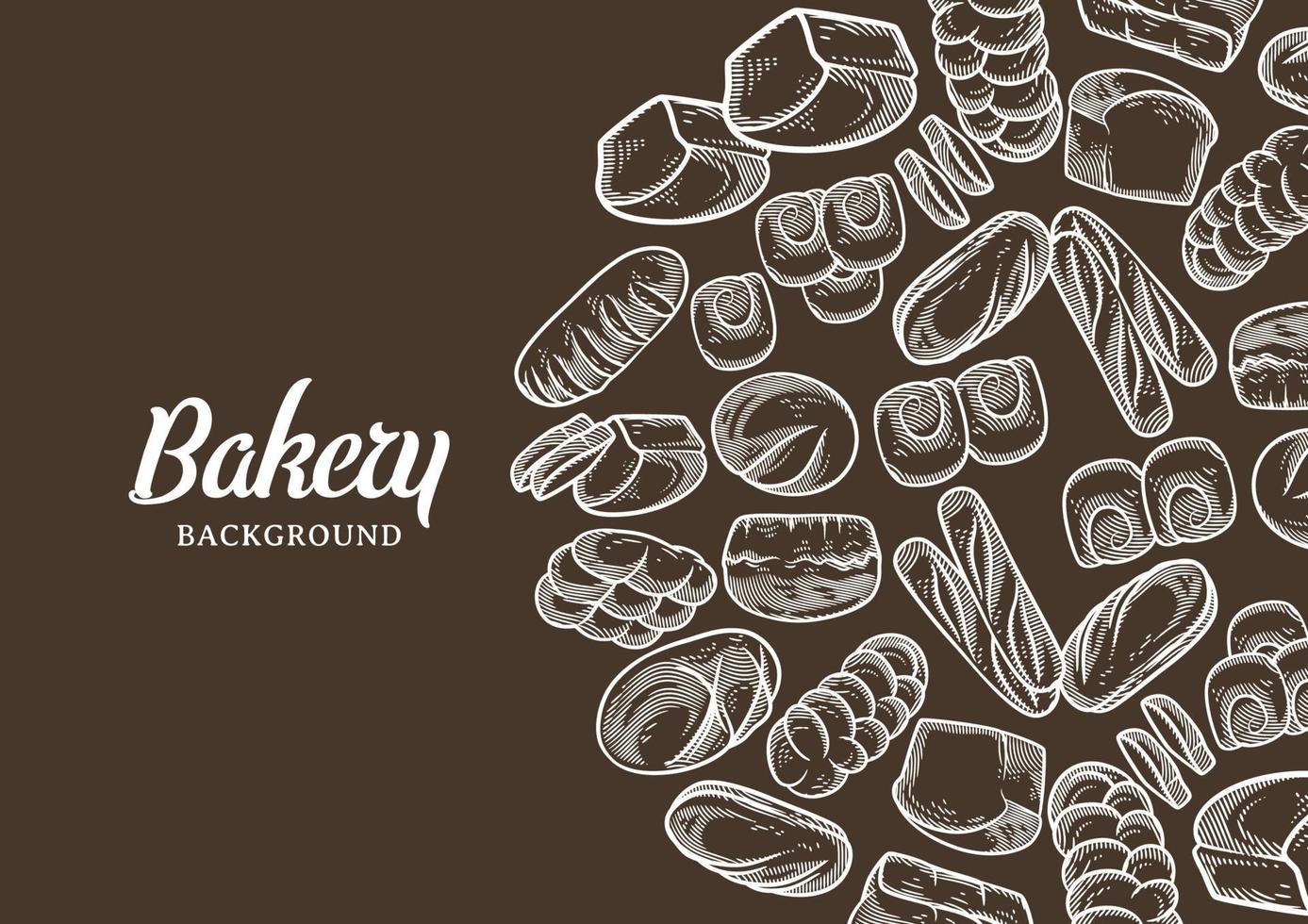 vintage bakkerij achtergrond met getekende brood vectorillustratie vector