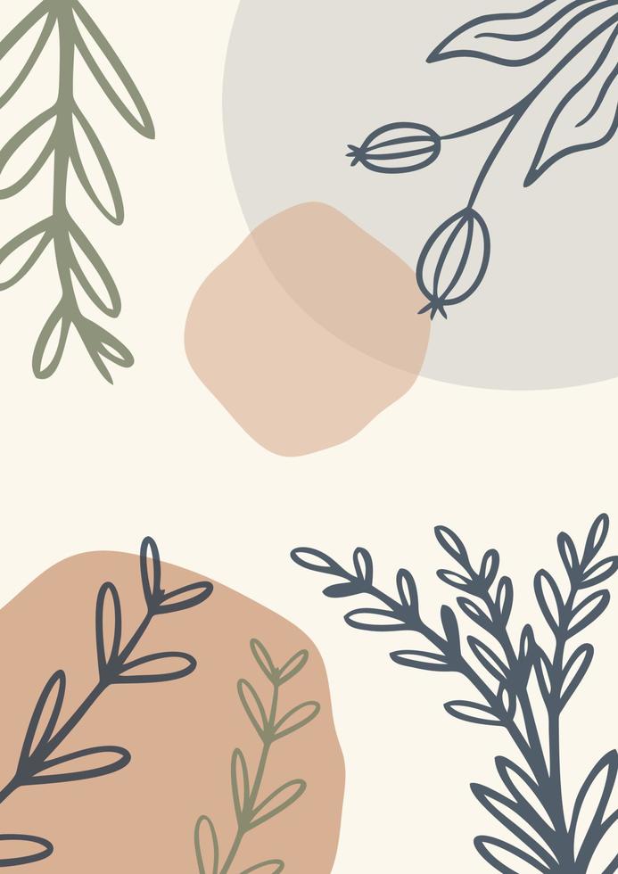 organische abstracte minimalistische pastelachtergrond met bladeren vector