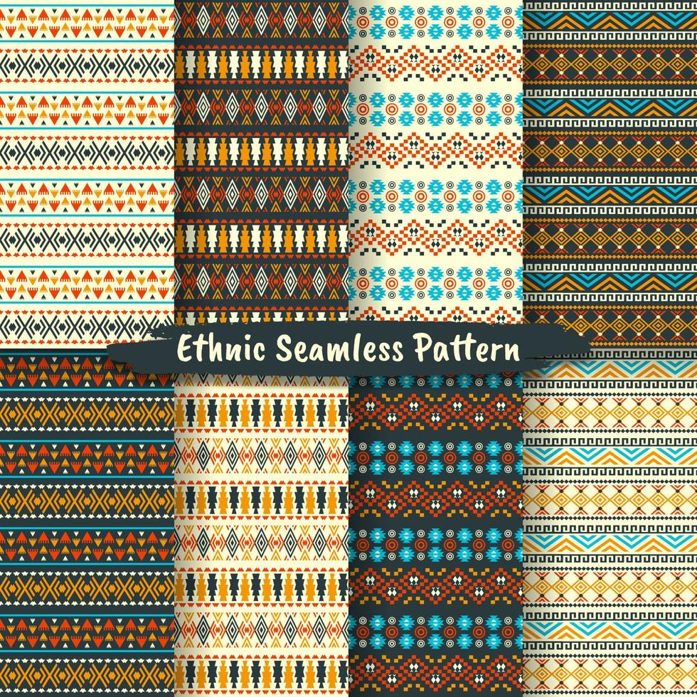 set van etnisch naadloos patroon in inheemse stijl vector