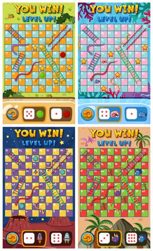 Set van snake ladder game sjabloon vector