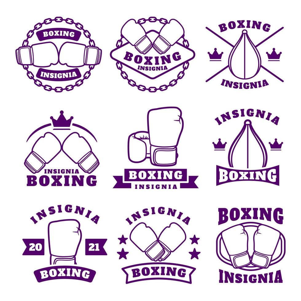 boksclub labels emblemen badges set vector