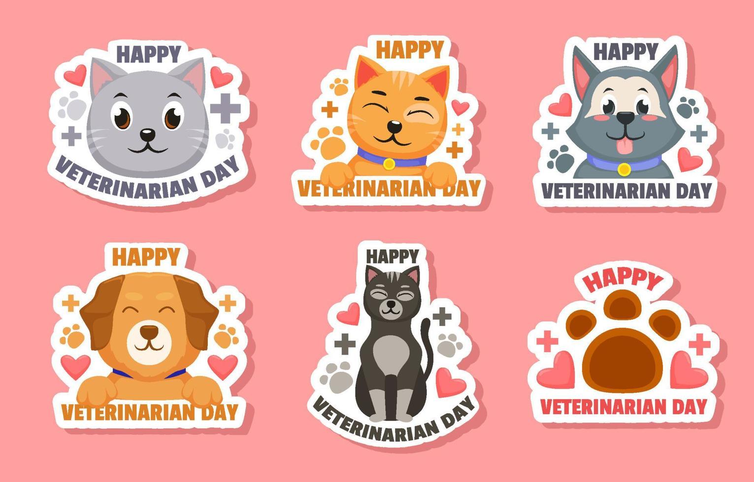 stickercollectie voor dierenartsdag vector